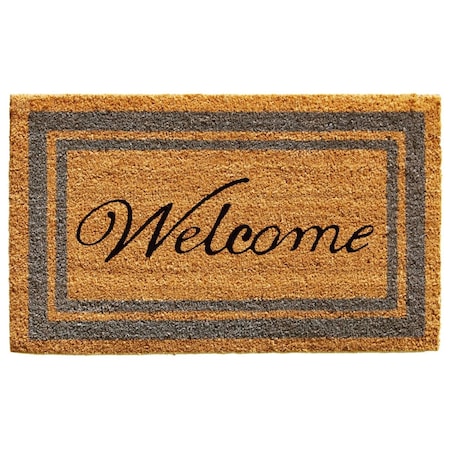 Configuracion 18 x 30 in. Periwinkle Border Welcome Rectangular Doormat Natural CO3360825